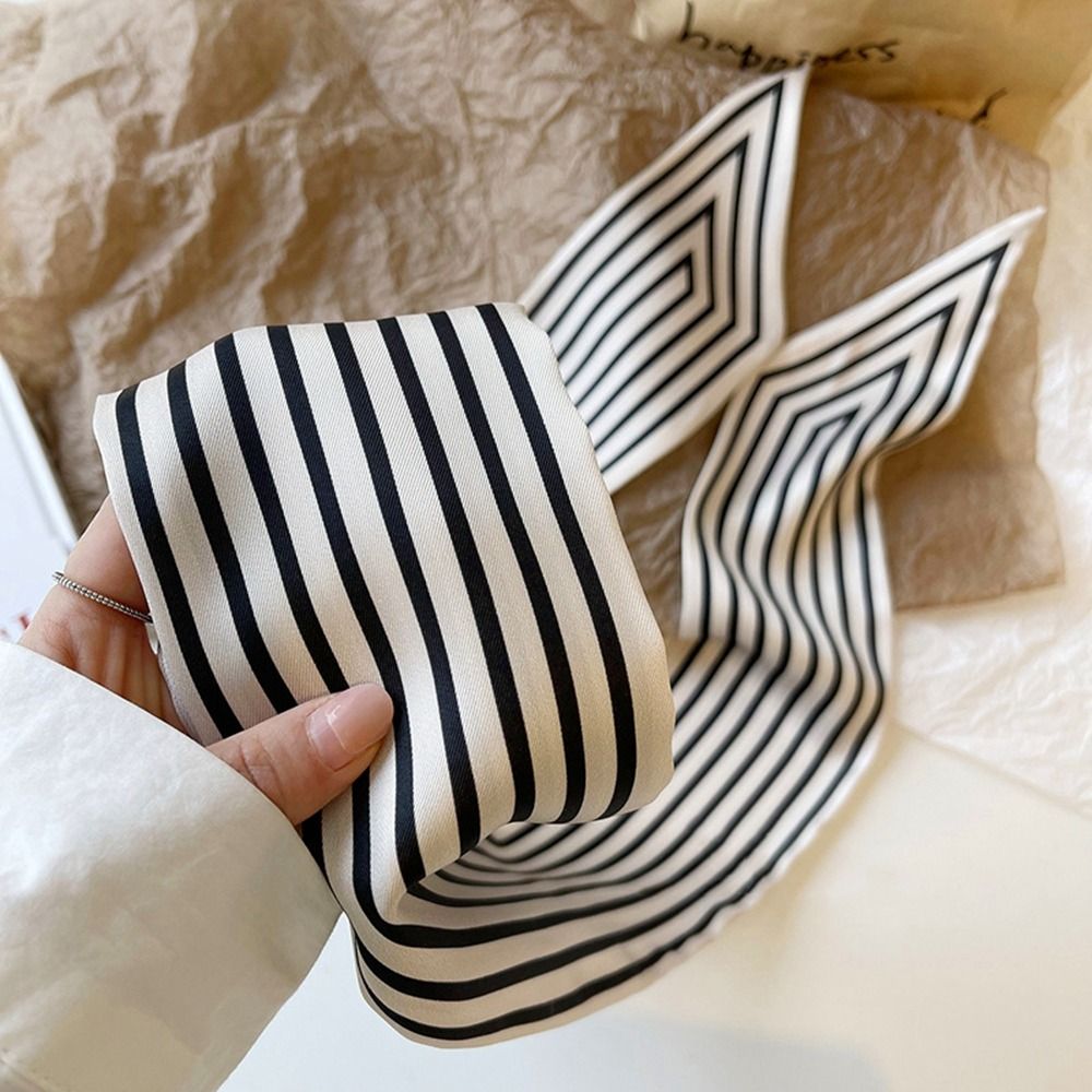Silk Tie Striped - Элегантный женский шарф-платок в полоску с