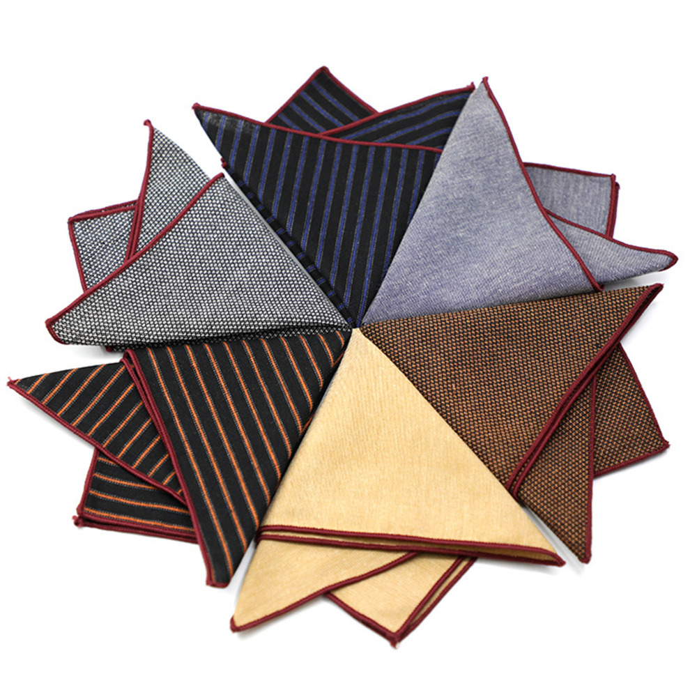 Handkerchief Cotton Men - Однотонный Коричневый Карманный платок в полоску