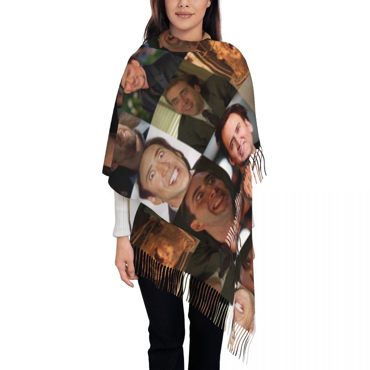 Pashmina Wrap Large - Николас Кейдж забавное лицо мем шаль