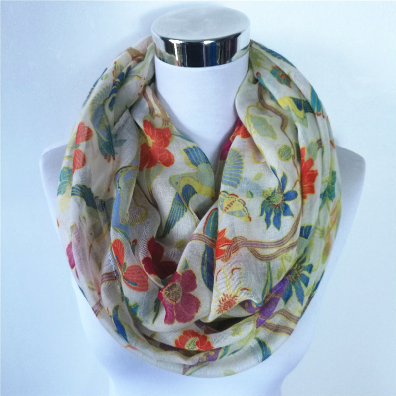Infinity Scarf Knit - Новый вискозный шарф с принтом птицы