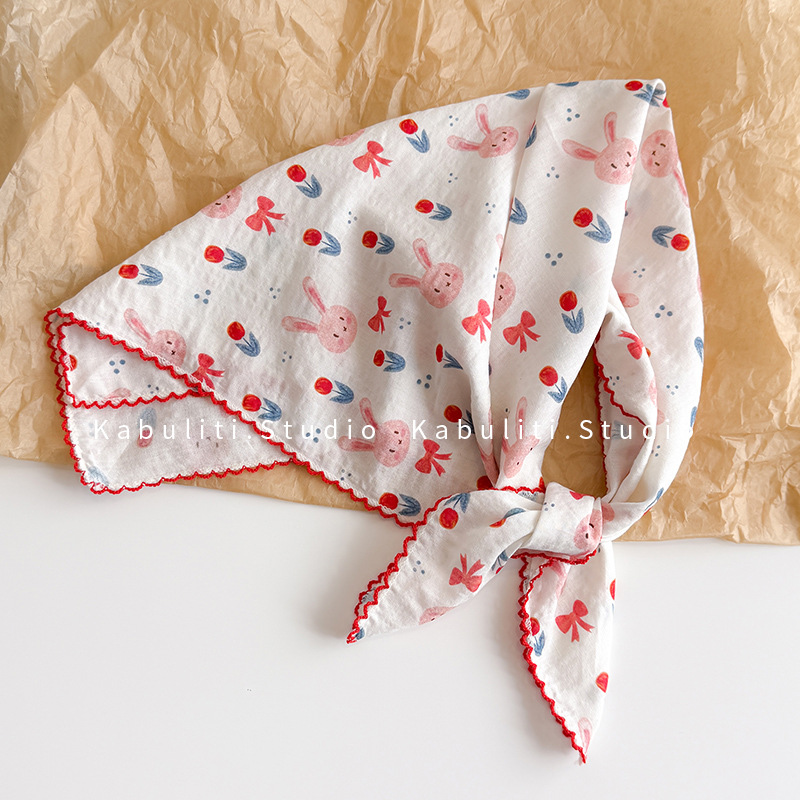 Ascot Neck Scarf - Хлопково-льняной квадратный платок 58 см с