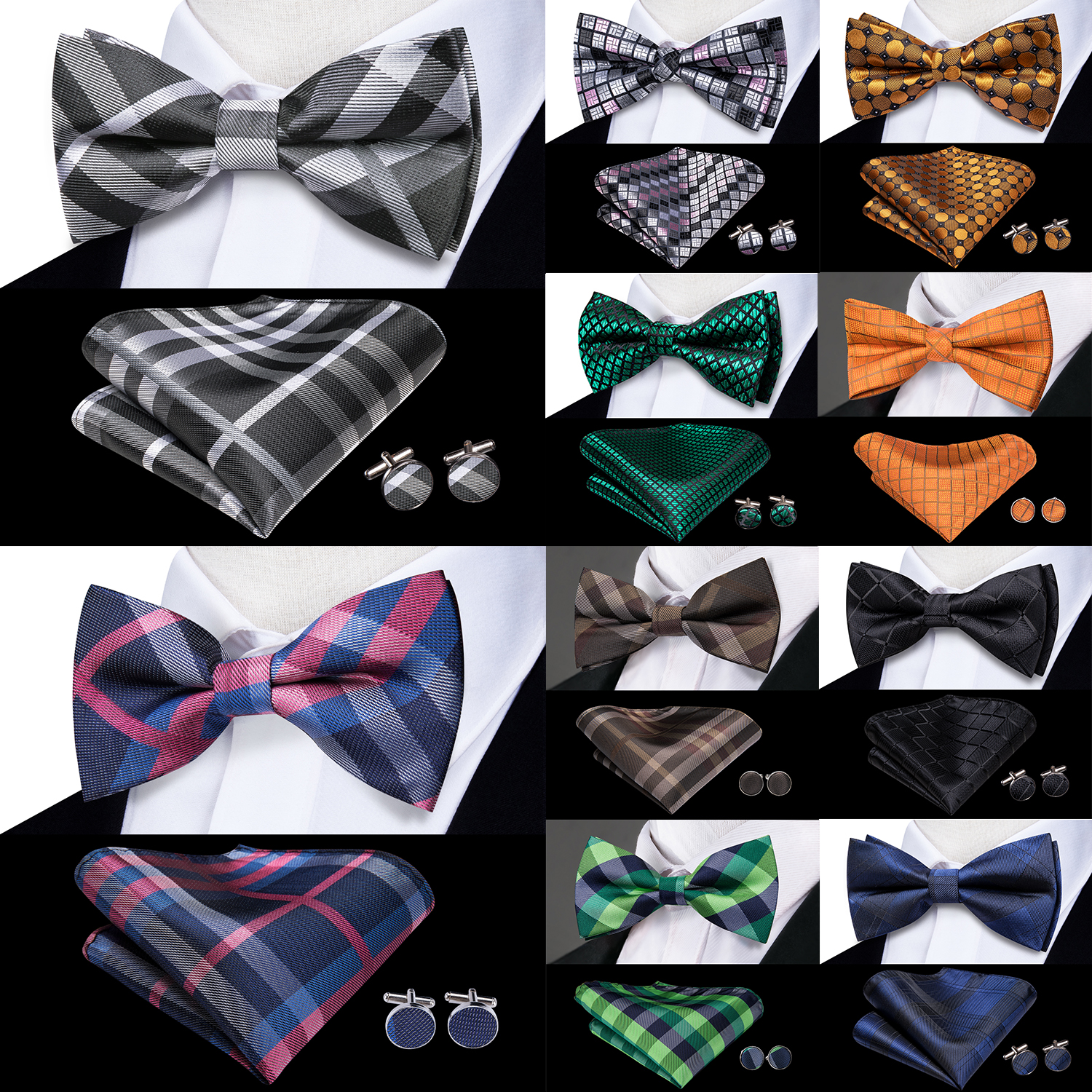 Bow Tie Pre Tied - Мужской комплект: галстук-бабочка Hi-Tie серый в