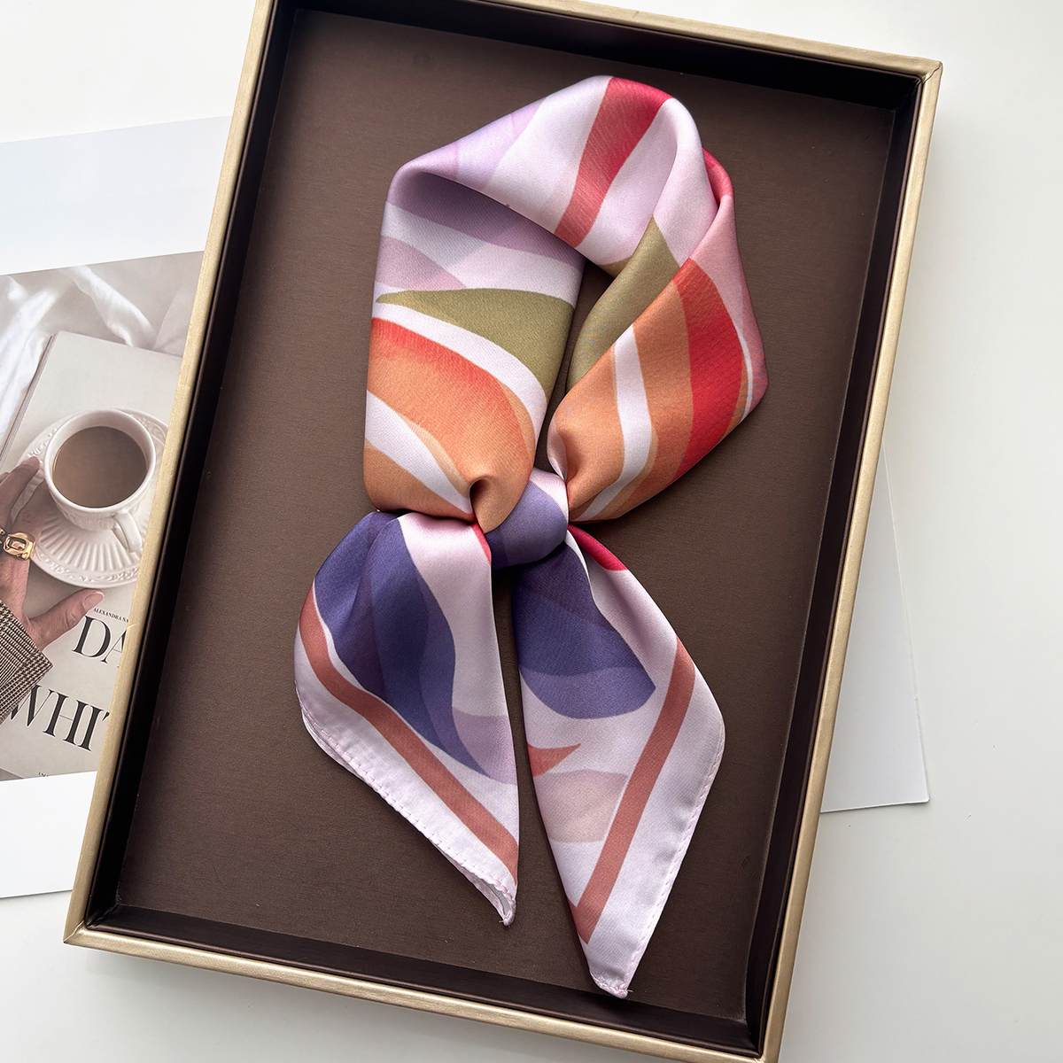 Scarf Silk Square - Дизайнерский шелковый платок-имитация для женщин, атласный