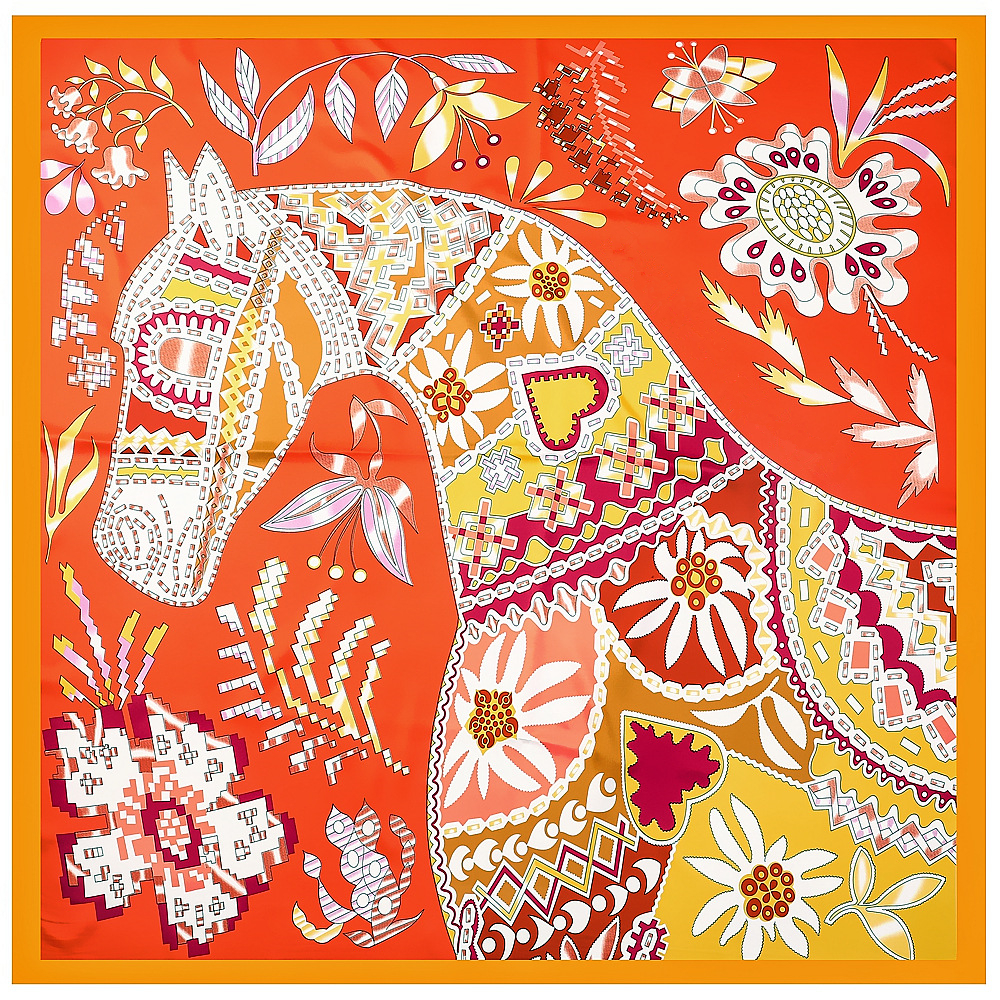 Silk Neck Scarf - 130 см брендовые женские шарфы, дизайнерский