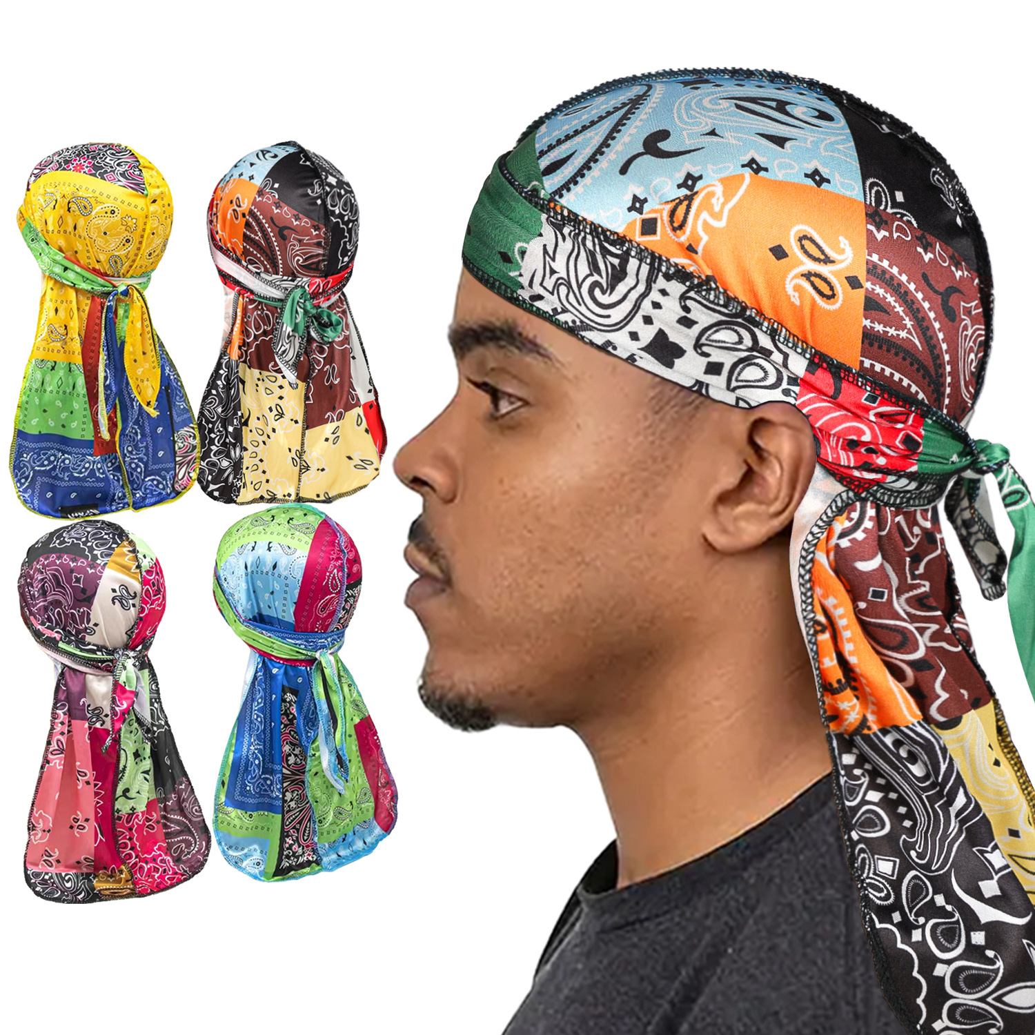 Bandana Doo Rag - Шелковистые банданы Durags с принтом пейсли