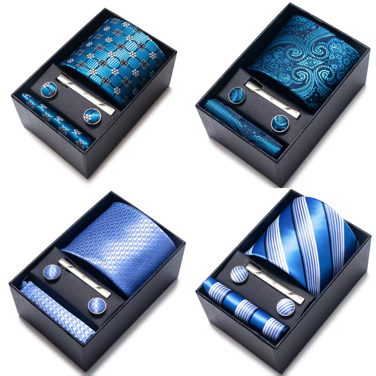 Pocket Square Set - Яркий мужской галстук с узором пейсли,