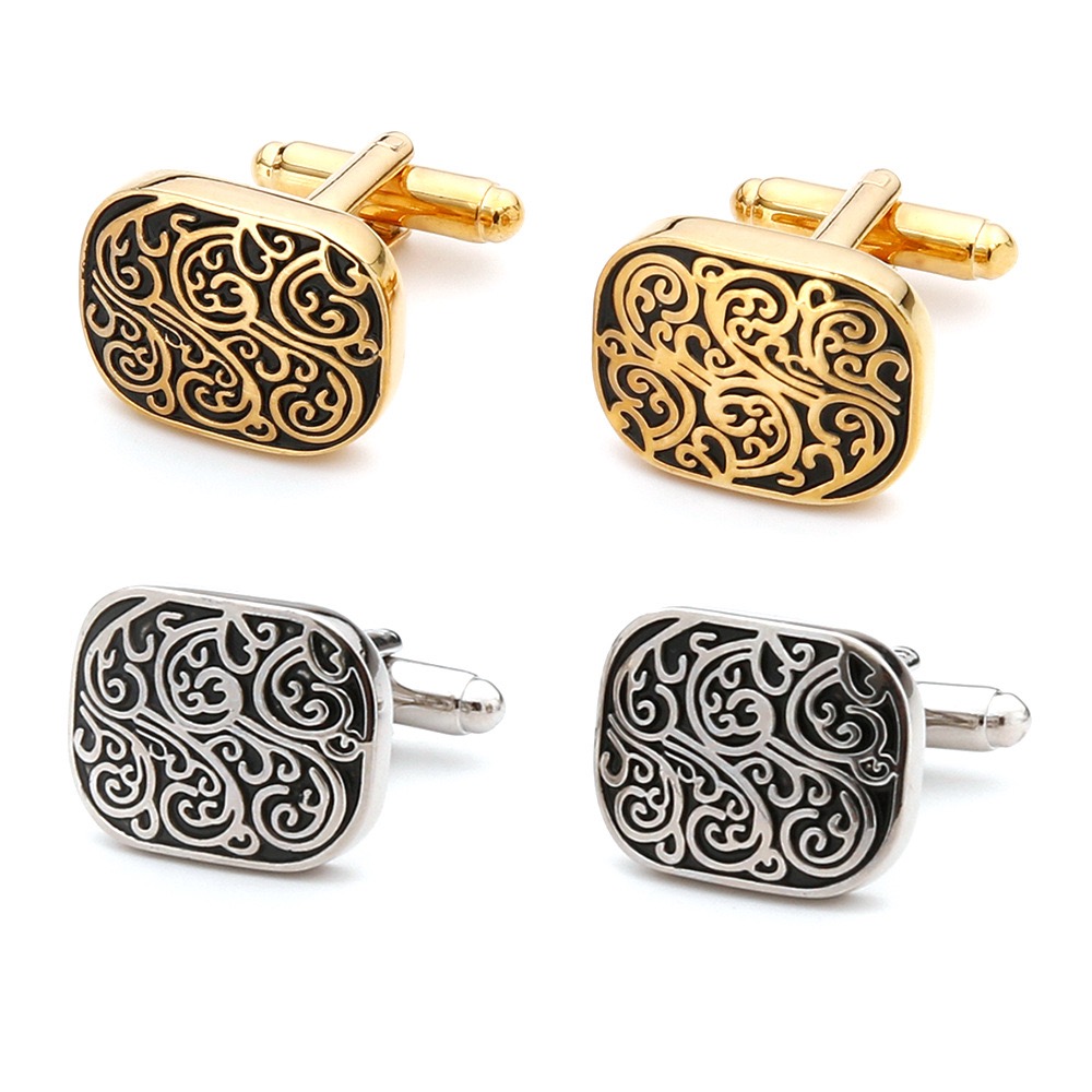 Tie Clip Silver - Высокое качество, золотые запонки, винтажный узор,
