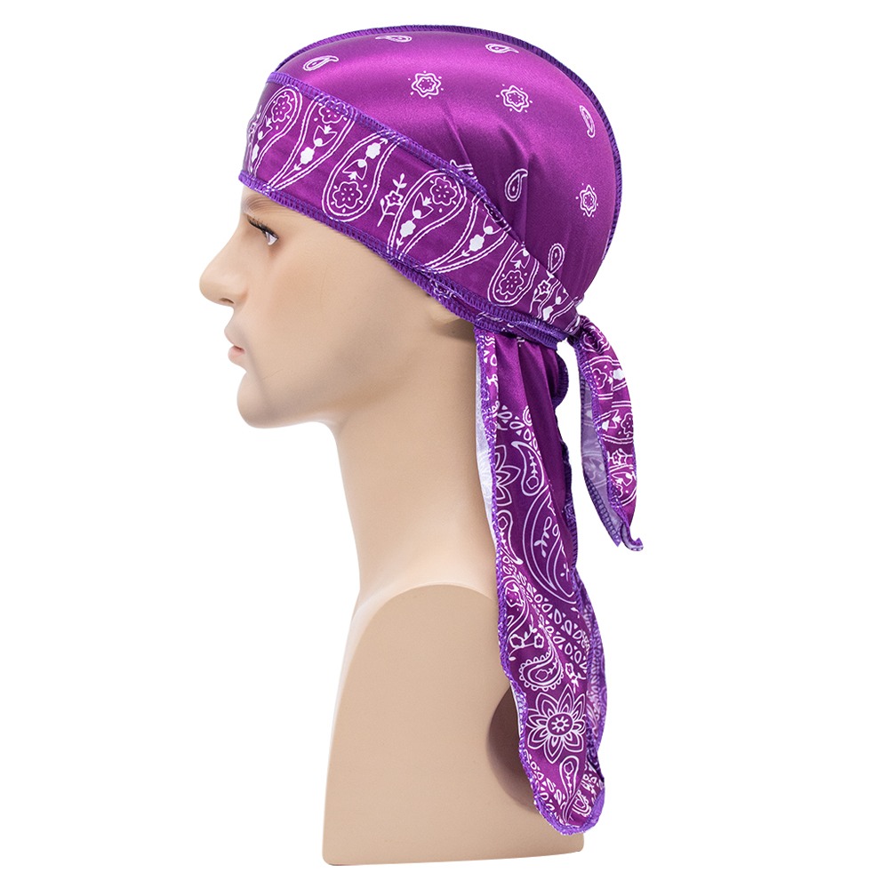 Bandana Doo Rag - Шелковый шарф-тюрбан унисекс, мусульманская повязка на