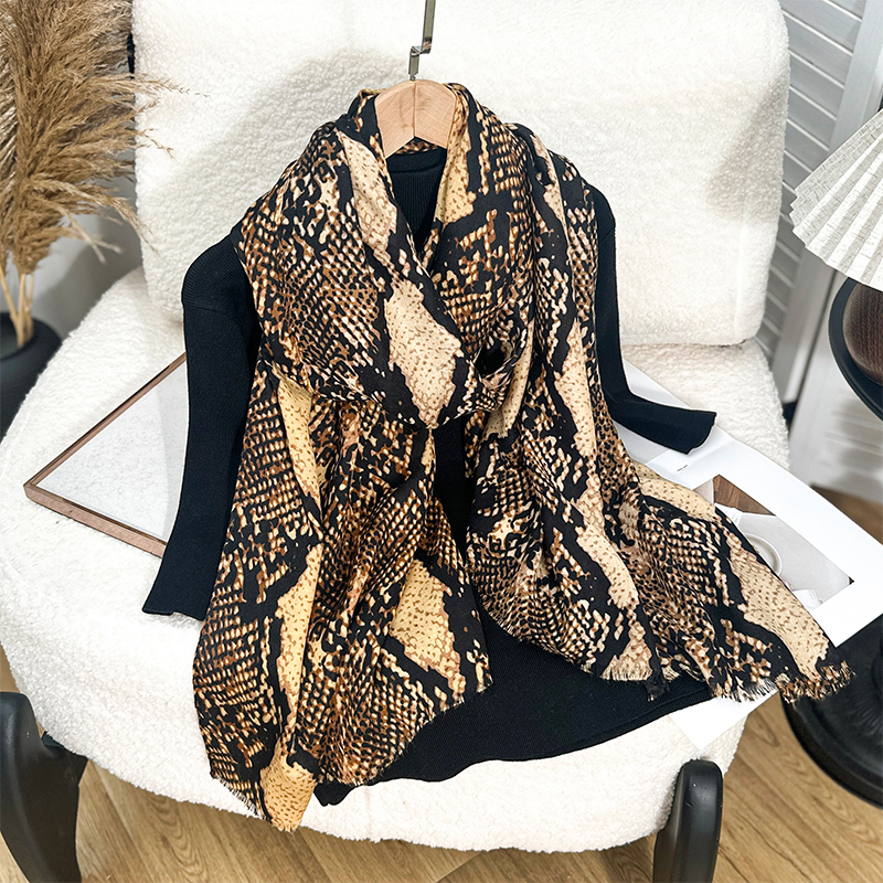 Pashmina Wrap Large - Роскошный брендовый шарф с леопардовым принтом,