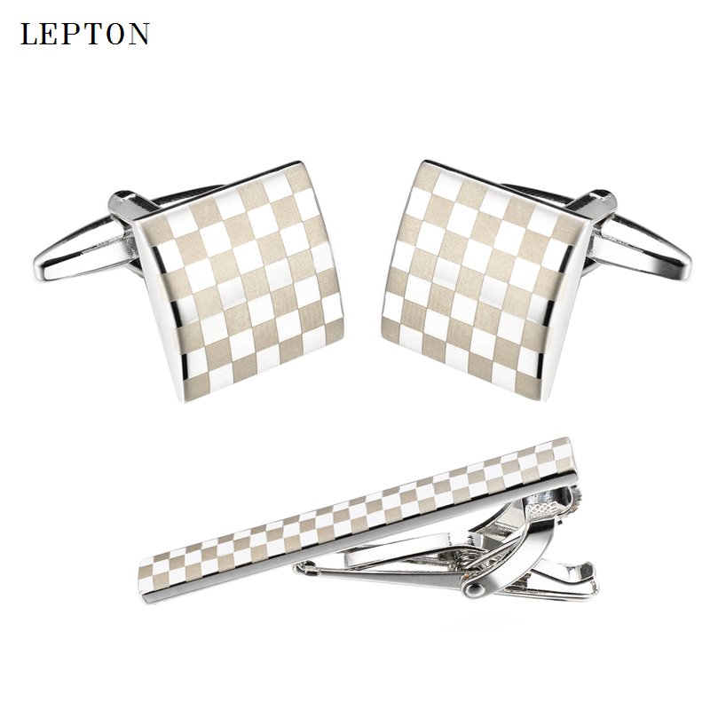 Tie Bar Set Gift - Лептон классические квадратные лазерные мужские запонки