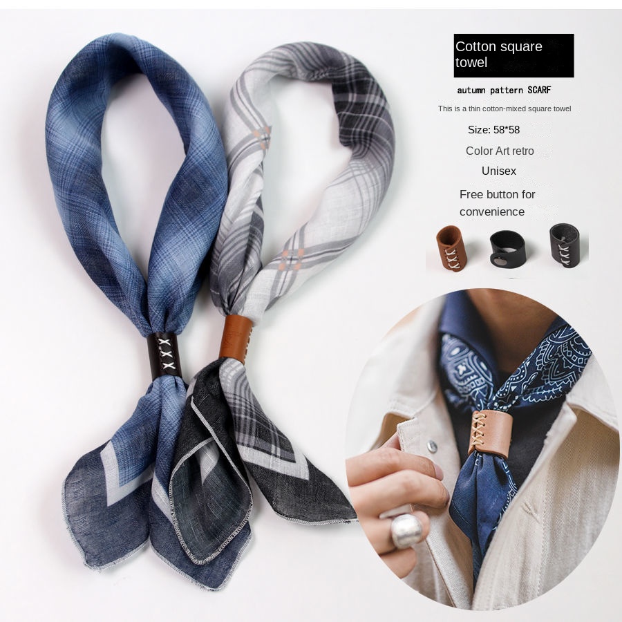 Scarf Silk Square - Мужской квадратный шарф с пуговицами, хлопковый