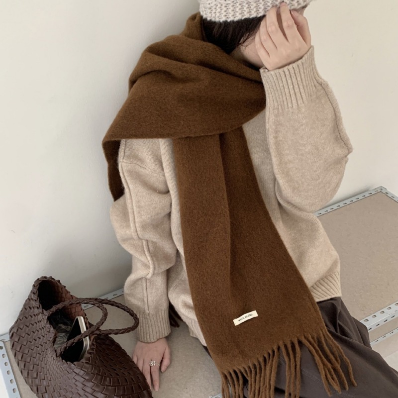 Muffler Men Wool - Корейская версия, шикарный однотонный шарф с