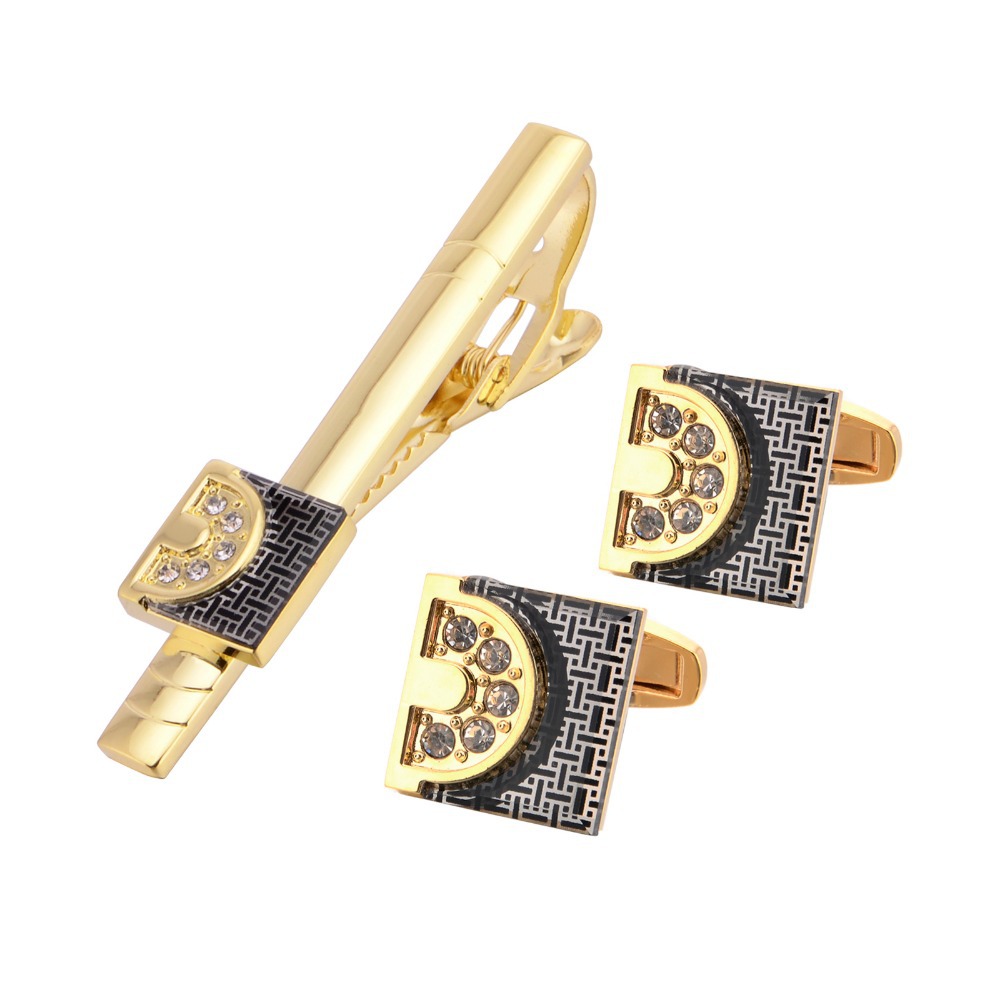 Tie Bar Set Gift - Набор золотистых запонок и бабочке для