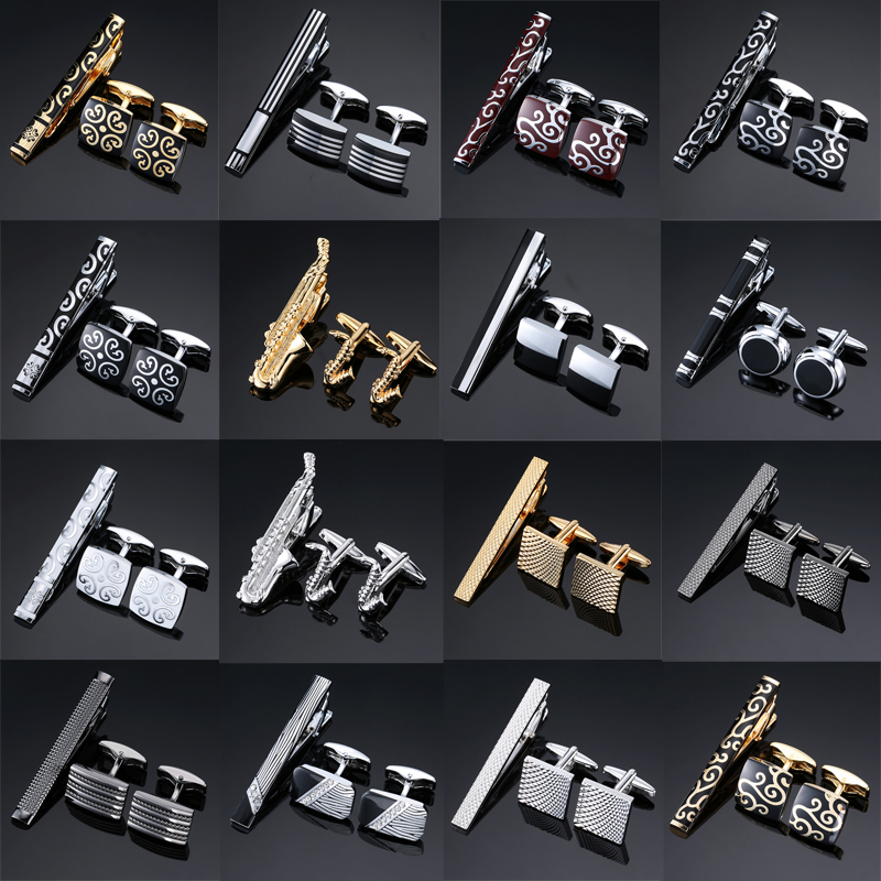 Tie Bar Set Gift - Высококачественные Запонки Зажим для галстука мужской,