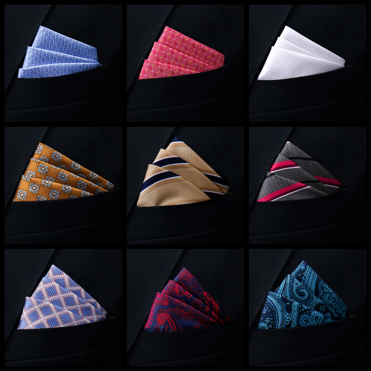 Pocket Square Set - Новый стиль платок Горячая Распродажа Черный