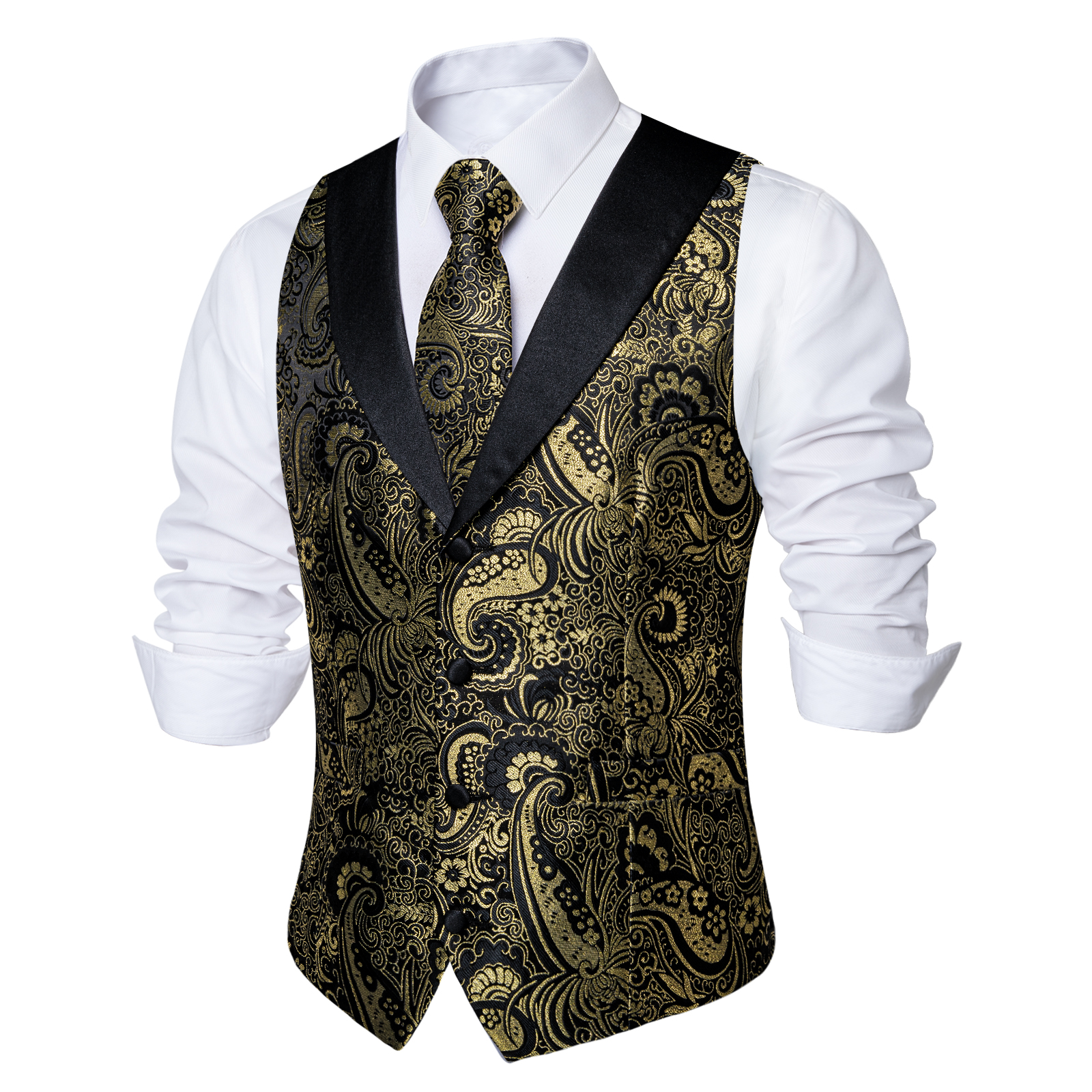 Черный, золотой костюм с жилет – обзор и цена Pocket Square Set