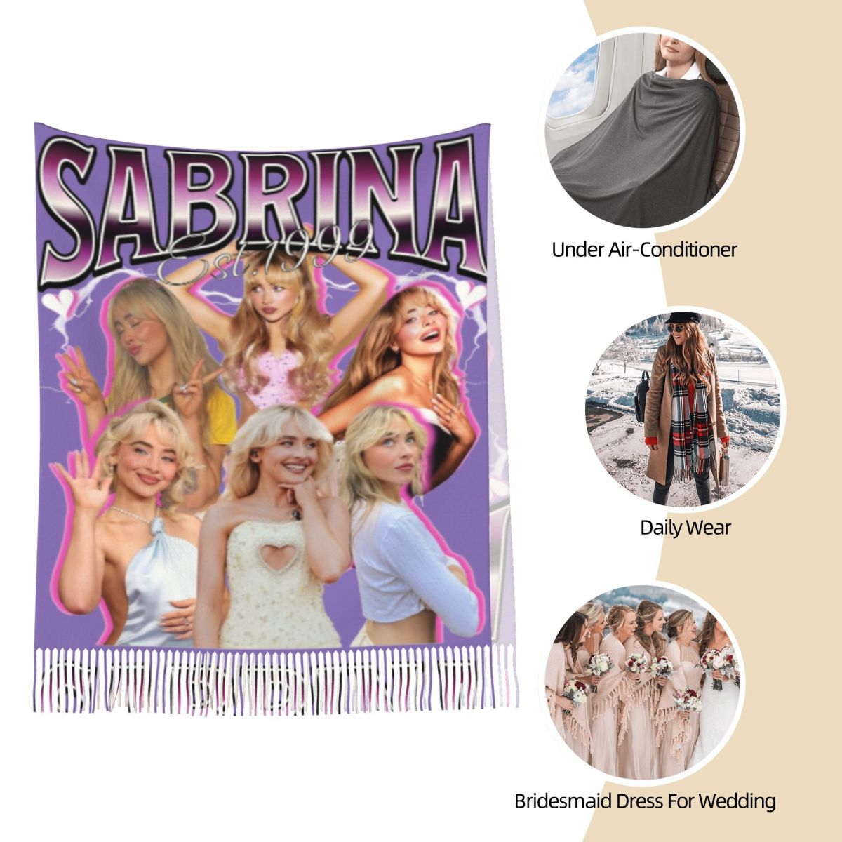 Sabrina Carpenter 90-х годов ш – обзор и цена Pashmina Wrap Large