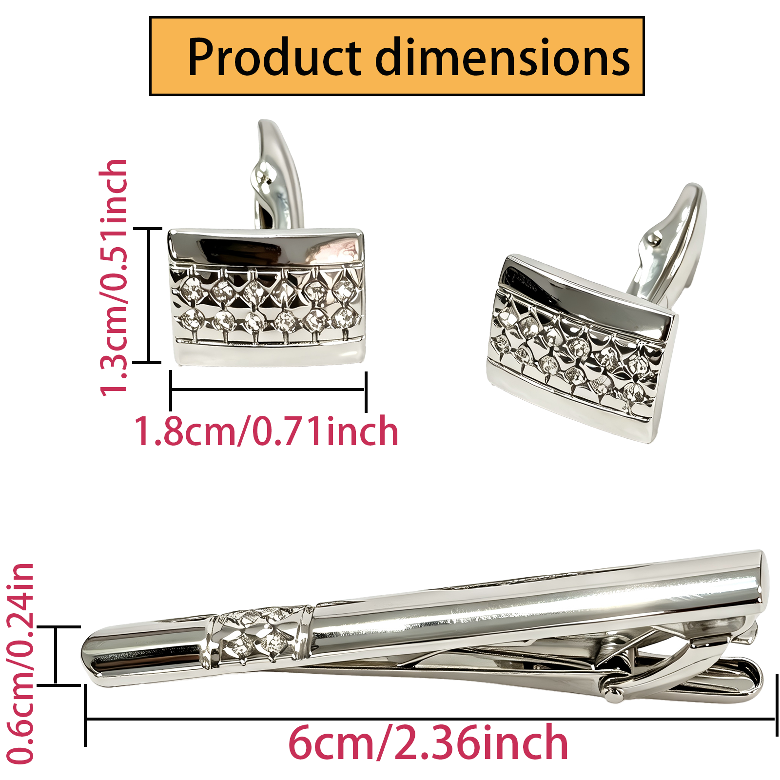 Мужской набор: запонки и зажим – обзор и цена Tie Bar Set Gift