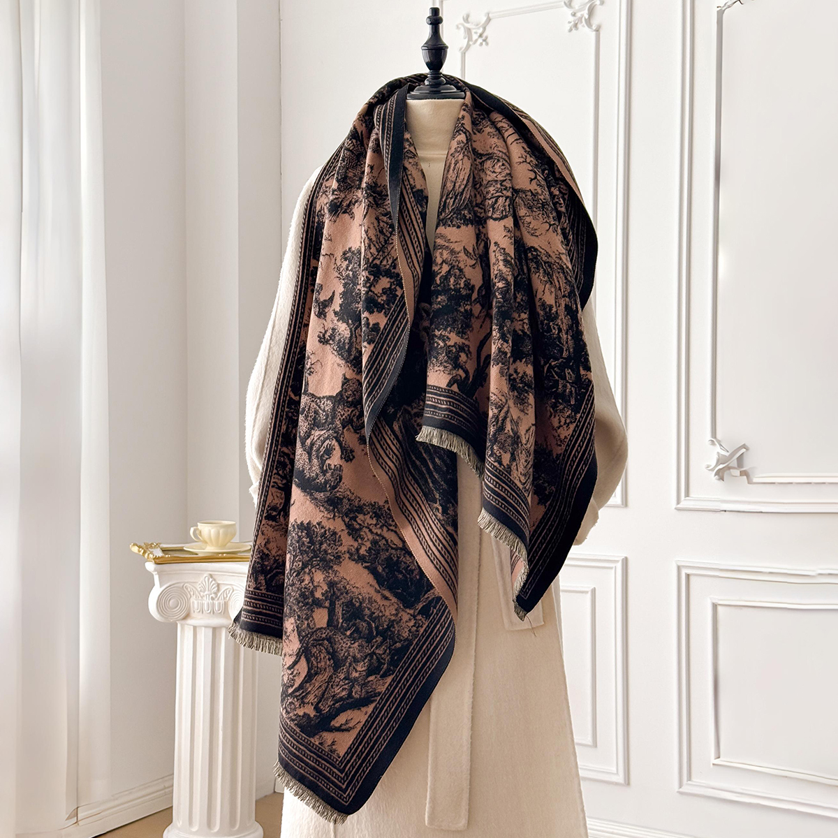 Элегантная жаккардовая шаль из – обзор и цена Woven Scarf Blanket
