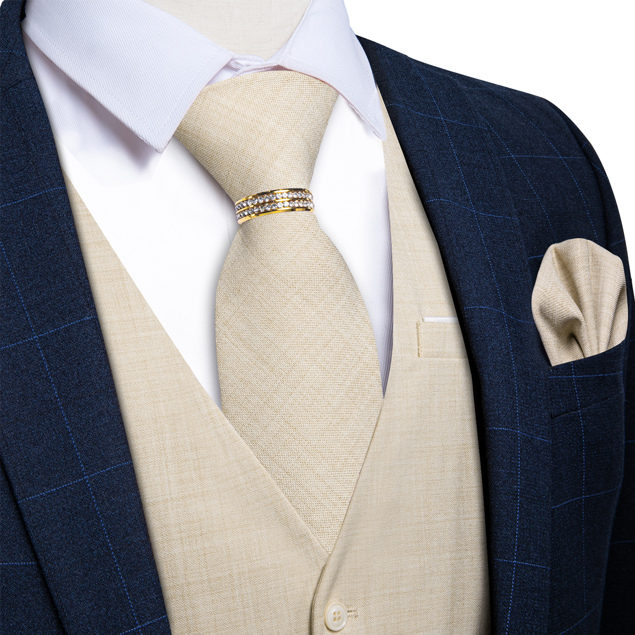 Бежевый льняной жилет с V-обра – обзор и цена Pocket Square Set